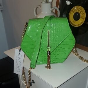 Empiria Neon Green Crossbody Bag with Gold Chain